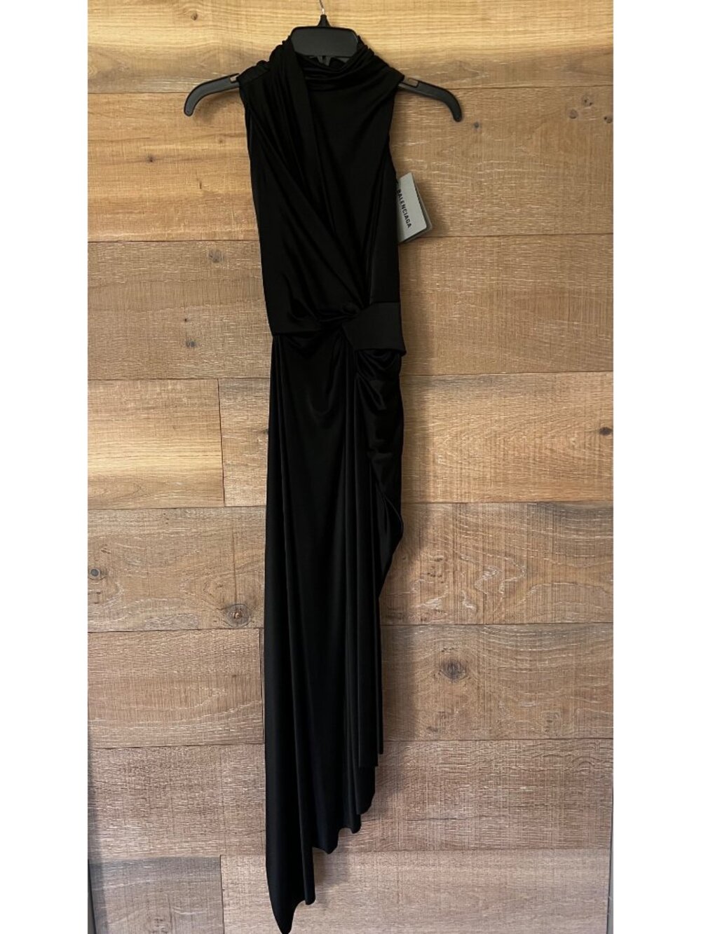 NWT Balenciaga stretch fabric long asymmetrical black dress size FR 38/ US 4-6 - Picture 4 of 12